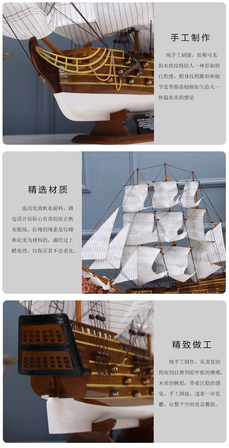 Painted Sailboat Handmade Crafts Simulation Sailboat Decoration Log Multi-Color Assembly Decoration Office Sailboat