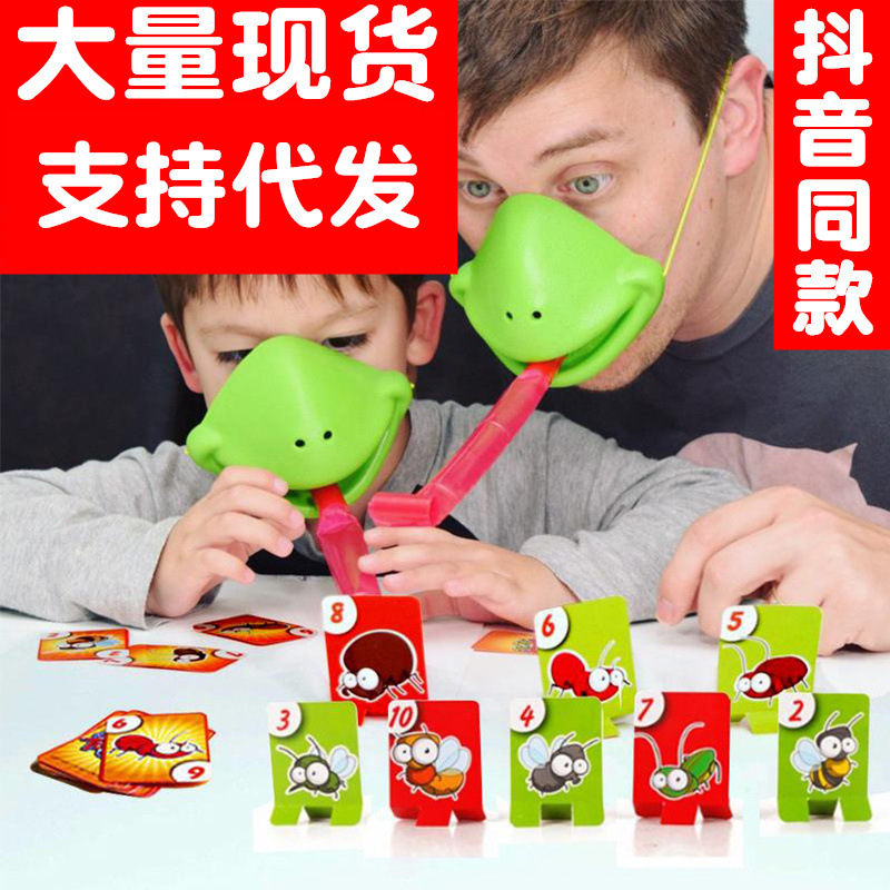 Tongue out Playing Cards Toy Greedy Chameleon Lizard Frog Blowouts Desktop One Piece Dropshipping Dragon Whistle