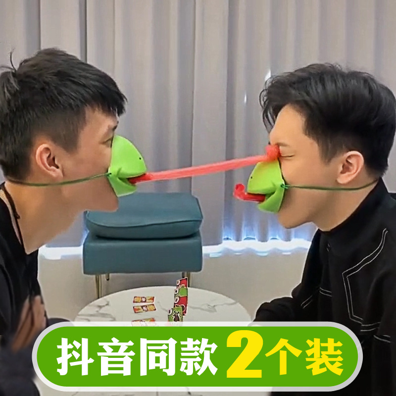 Tongue out Playing Cards Toy Greedy Chameleon Lizard Frog Blowouts Desktop One Piece Dropshipping Dragon Whistle