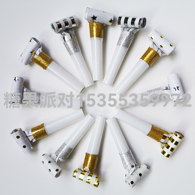 Gilding Blowing Dragon Whistle Birthday Party Wedding Funny Baby Toys Creative Gift Tongue Toys 6 Pack