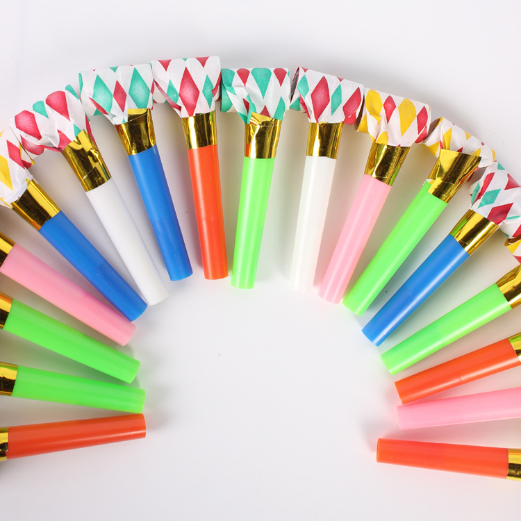 Factory Wholesale 6cm Square Paper Blowing Dragon Children's Birthday Party Supplies Birthday Whistle Cheering Props