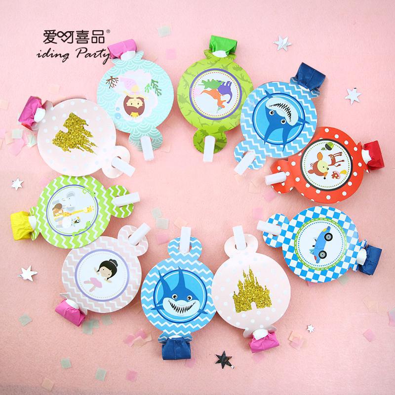 9 Models Blowouts Rolls Whistle 6 Pack Children&#039;s Party Birthday Favors Dragon Whistle