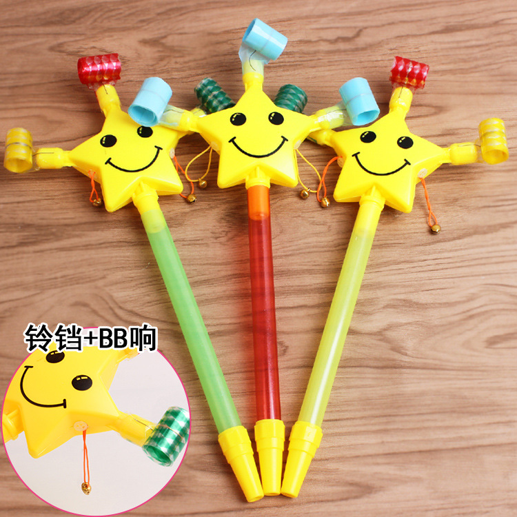 Five-Pointed Star Smiley Face Blowouts Children&#039;s Retractable Blowing Whistle Party Help Dragon Whistle