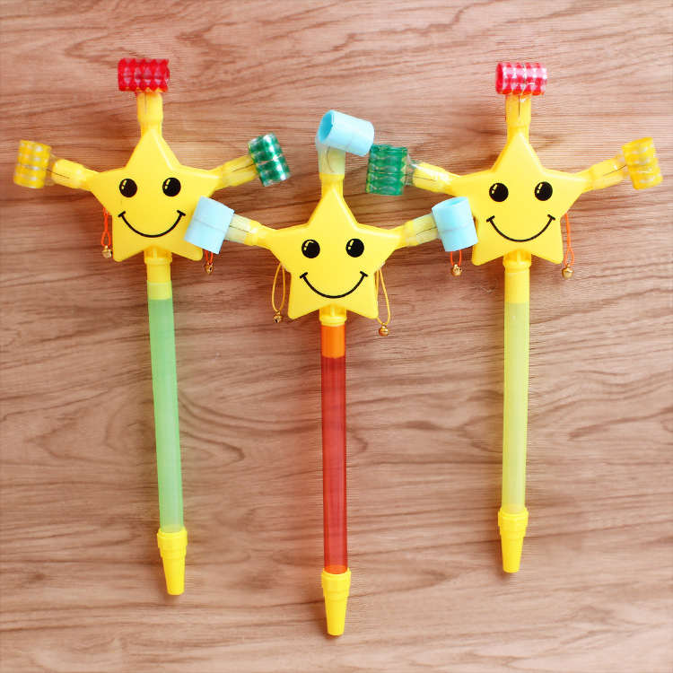 Five-Pointed Star Smiley Face Blowouts Children&#039;s Retractable Blowing Whistle Party Help Dragon Whistle