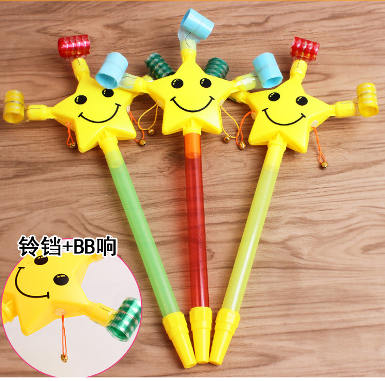Five-Pointed Star Smiley Face Blowouts Children's Retractable Blowing Whistle Party Help Dragon Whistle