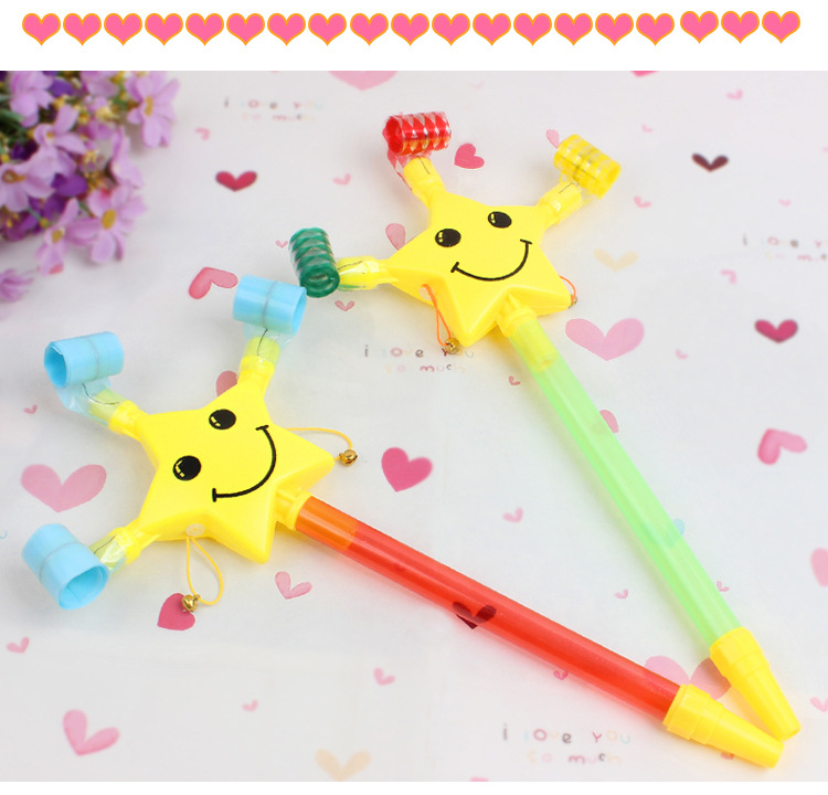 Five-Pointed Star Smiley Face Blowouts Children's Retractable Blowing Whistle Party Help Dragon Whistle