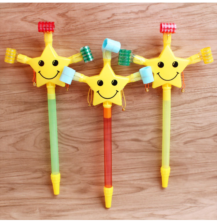 Five-Pointed Star Smiley Face Blowouts Children's Retractable Blowing Whistle Party Help Dragon Whistle