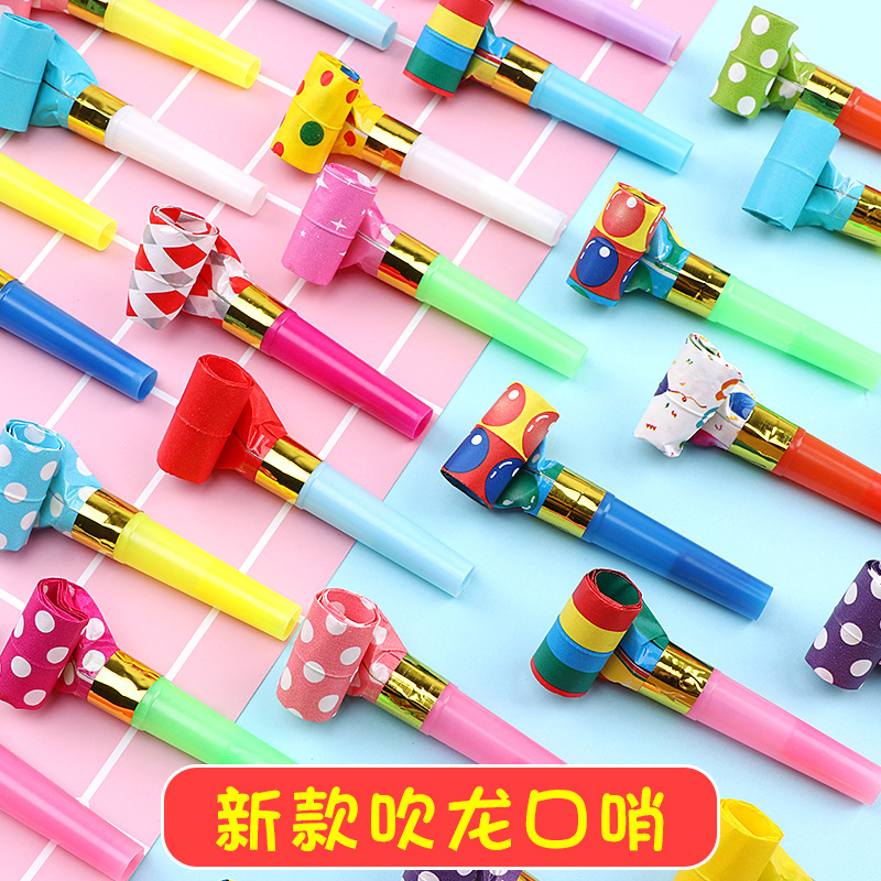 Factory Wholesale Blowing Dragon Whistle Cheerleading Birthday Gathering Party Long Nose Whistle Holiday Gift Cheering Props