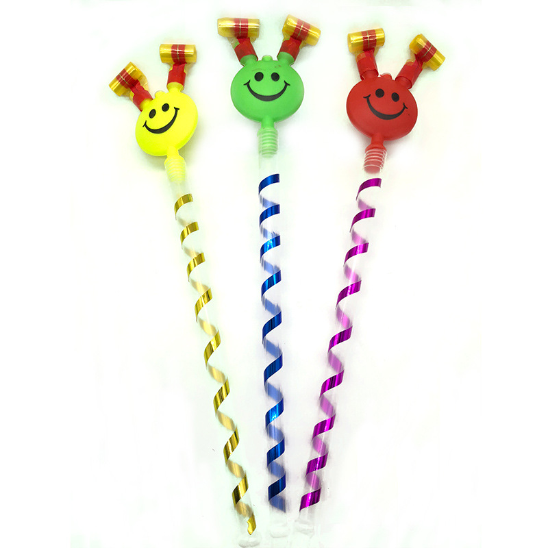Large Smiling Face Blowing Dragon Whistle Blowing Children's Toy Clown Party Gathering Cheering Props Stall Wholesale