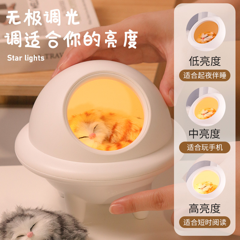 Factory Direct Sales Cat Bluetooth Speaker Small Night Lamp USB Charging Creative Holiday Gift Music Small Night Lamp