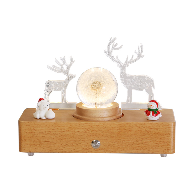Wedding Romantic Preserved Fresh Flower Bluetooth Music Small Night Lamp Couple&#039;s Chinese Valentine&#039;s Day Gift One Deer Has Your Music Box
