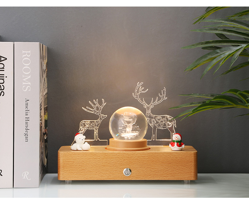 Wedding Romantic Preserved Fresh Flower Bluetooth Music Small Night Lamp Couple's Chinese Valentine's Day Gift One Deer Has Your Music Box