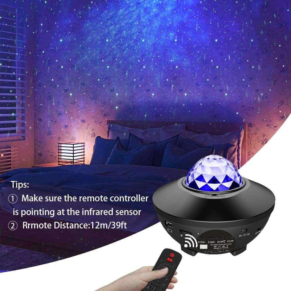 B Remote Control Star Light Projection Laser Bluetooth Music Bedside Atmosphere Colorful Water Bluetooth Music Lamp