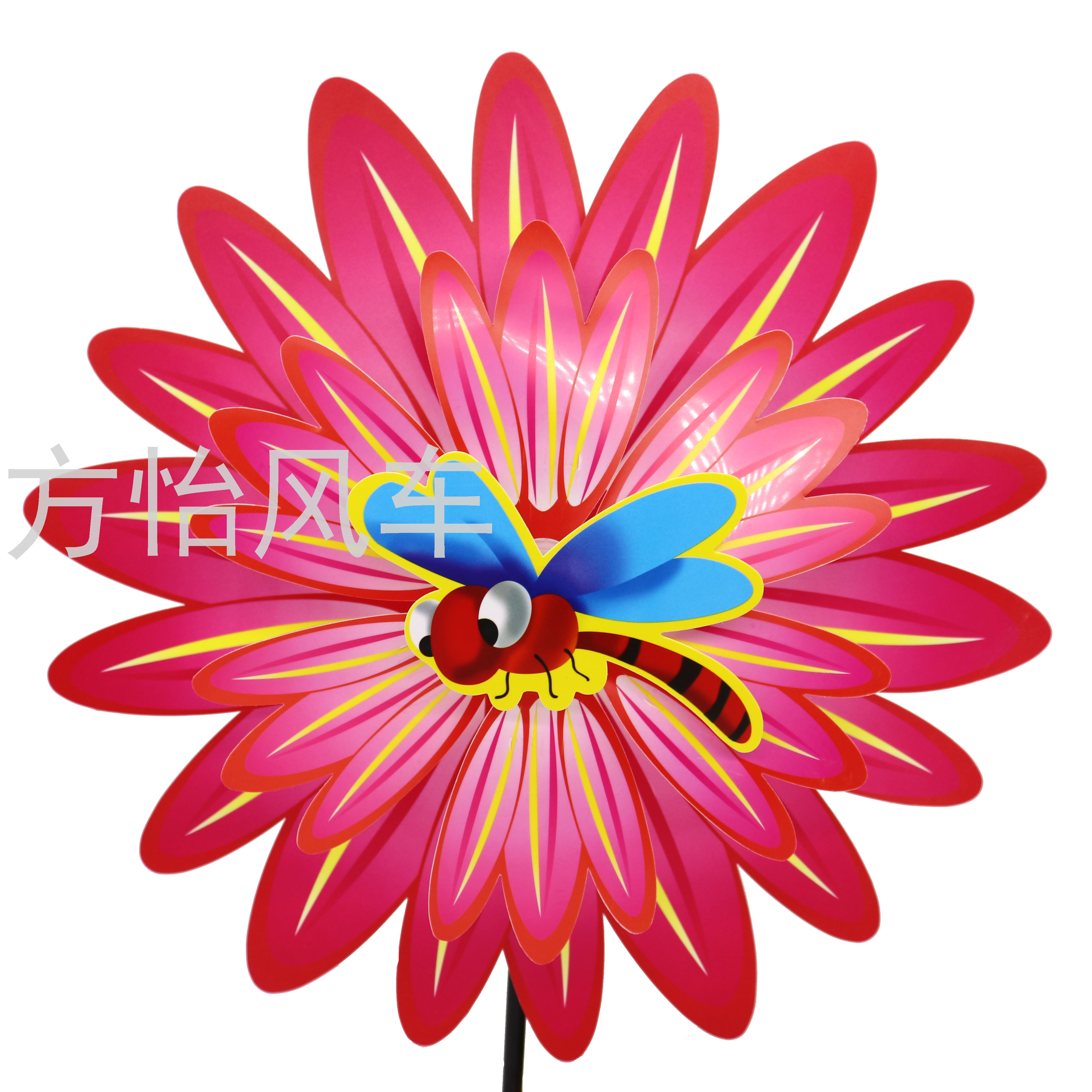 38cm Double-Layer Bee Dragonfly Big Windmill PVC Waterproof Outdoor Plug-in Windmill Joint Plug-in Big Windmill Kindergarten