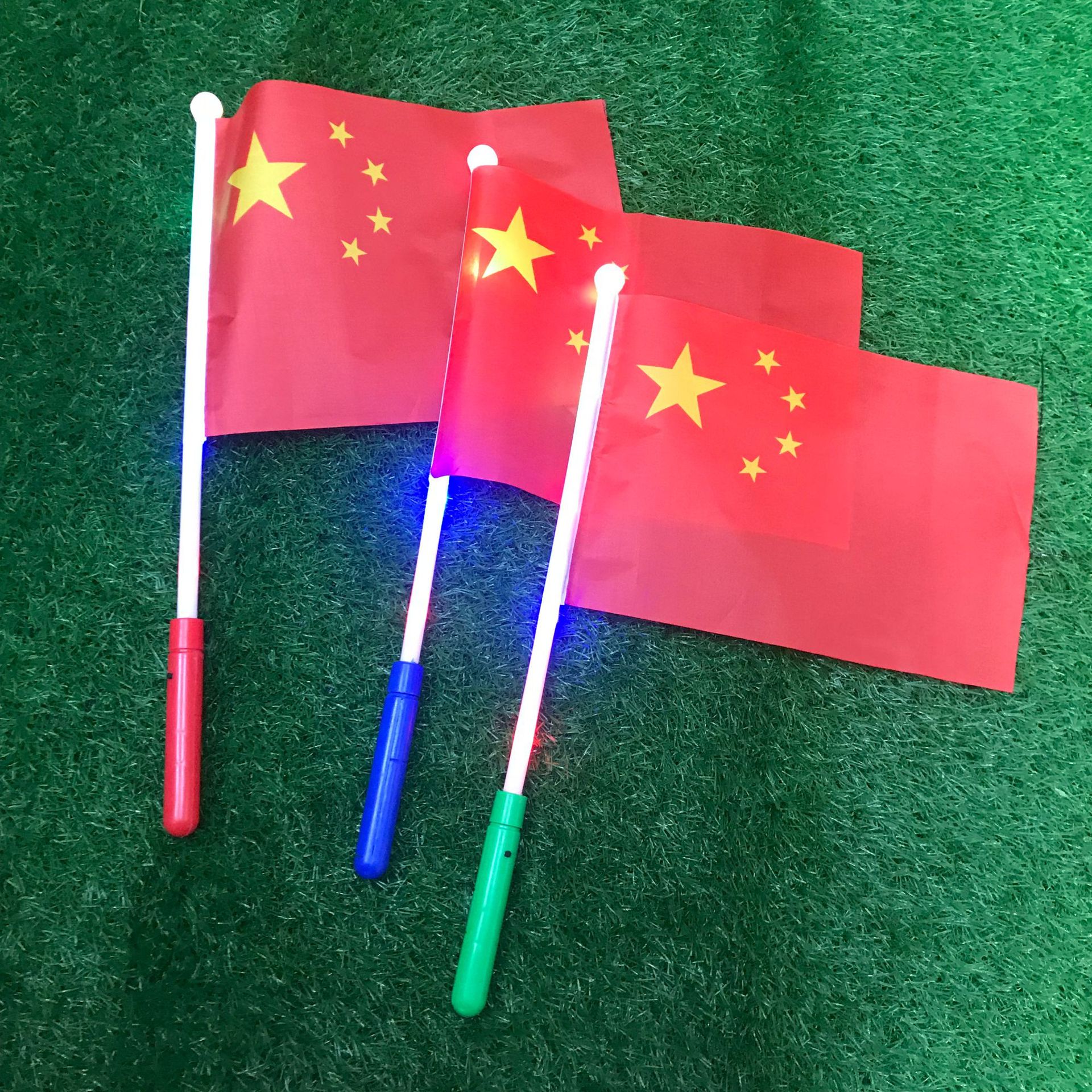Factory Direct Sales Hand-Cranking Chinese Five-Star Red Flag with Light Windmill Flag Wholesale Customizable Other Flag