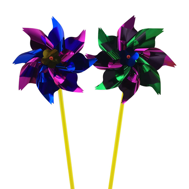 Manufacturer supplies plastic sheet small windmill seven color sequins diy toy windmill ground push sweep gifts