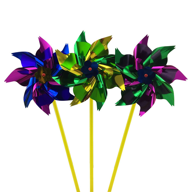 Manufacturer supplies plastic sheet small windmill seven color sequins diy toy windmill ground push sweep gifts