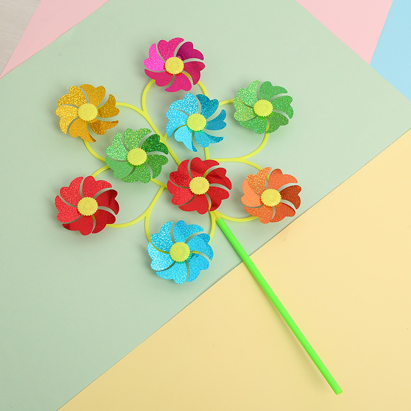 Rotating Smiling Face Nine Smiling Face Windmill Outdoor Stall Hot Sale Children&#039;s Toy Square Park Factory Direct Sales Wholesale