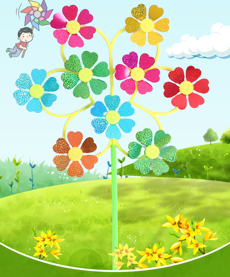 Rotating Smiling Face Nine Smiling Face Windmill Outdoor Stall Hot Sale Children&#039;s Toy Square Park Factory Direct Sales Wholesale