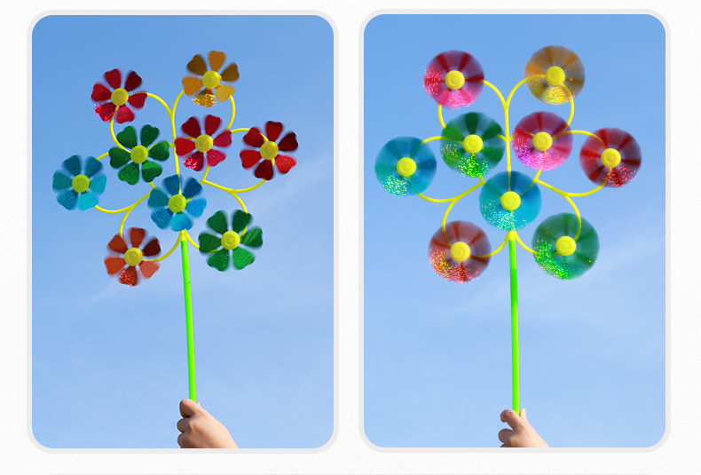 Rotating Smiling Face Nine Smiling Face Windmill Outdoor Stall Hot Sale Children's Toy Square Park Factory Direct Sales Wholesale