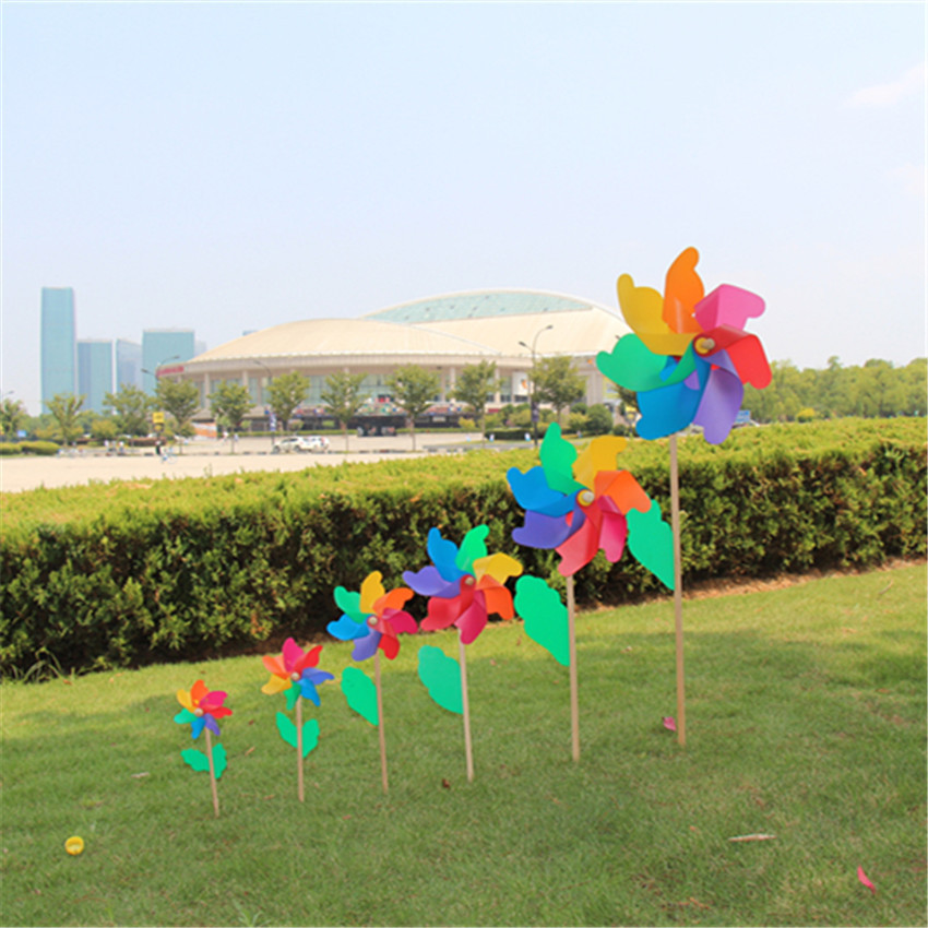 Children&#039;s Windmill Colorful Wooden Rod Windmill Toy Factory Wholesale Windmill DIY Outdoor Decorative Plastic Windmill