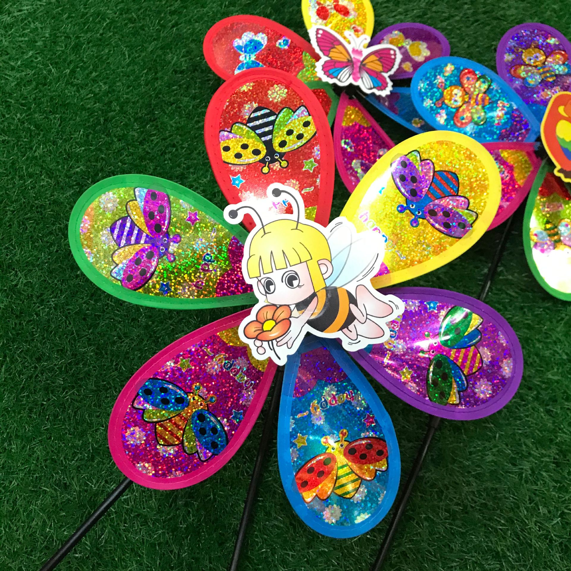 Hot Selling Windmill Small Single-Layer Windmill Small Flash Windmill Children Hand Pinwheel Factory Direct Sales