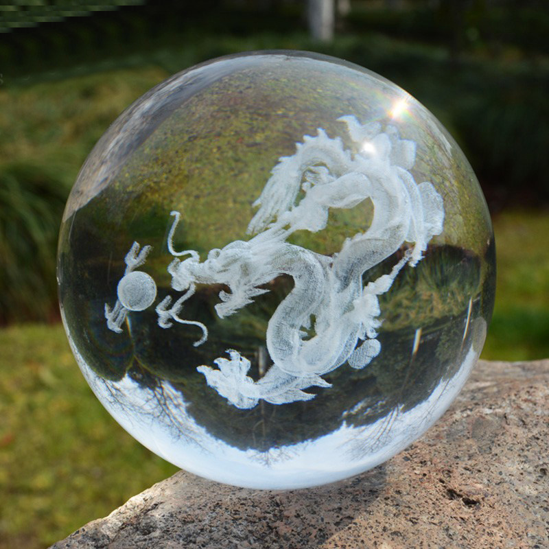 Factory Direct Sales Custom Crystal Glass Dragon Ball Ornaments Feng Shui Change of Luck Crystal Animal Crystal Animal