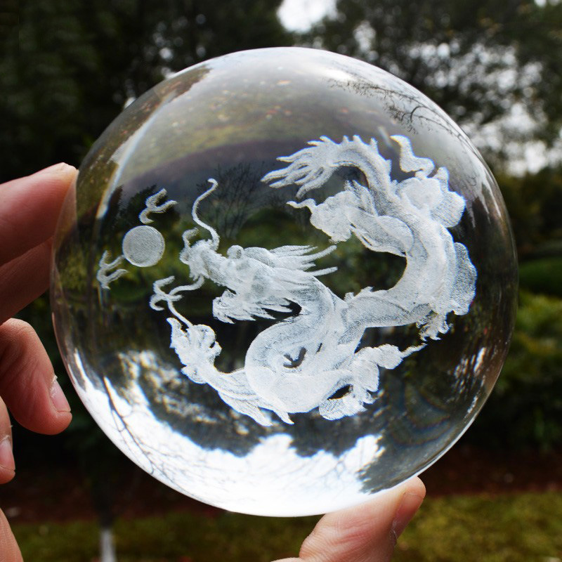 Factory Direct Sales Custom Crystal Glass Dragon Ball Ornaments Feng Shui Change of Luck Crystal Animal Crystal Animal