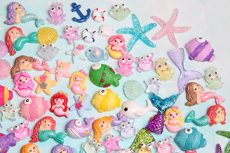 Boutique Marine Lucky Bag Resin Marine Animal Accessories Set Epoxy Phone Case Slim Crystal Mud Filler