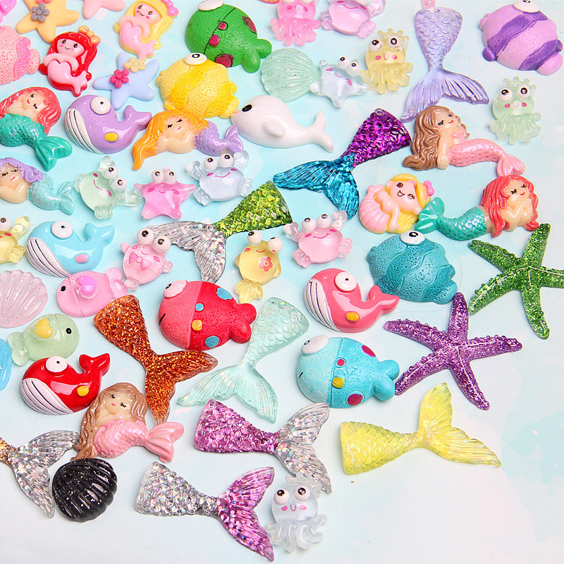 Boutique Marine Lucky Bag Resin Marine Animal Accessories Set Epoxy Phone Case Slim Crystal Mud Filler