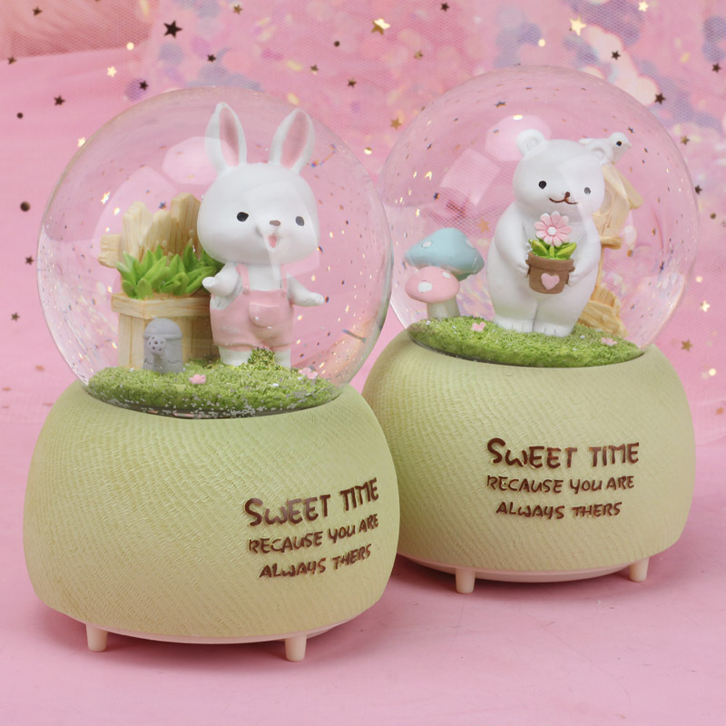 Fresh Animal Cartoon Snow Crystal Ball Music Creative Decoration Wedding Crystal Animal