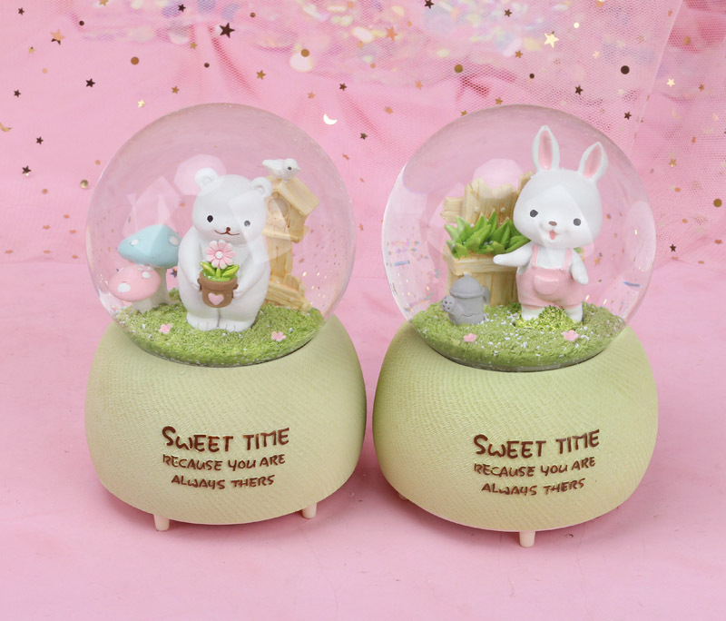 Fresh Animal Cartoon Snow Crystal Ball Music Creative Decoration Wedding Crystal Animal