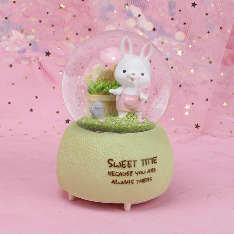 Fresh Animal Cartoon Snow Crystal Ball Music Creative Decoration Wedding Crystal Animal