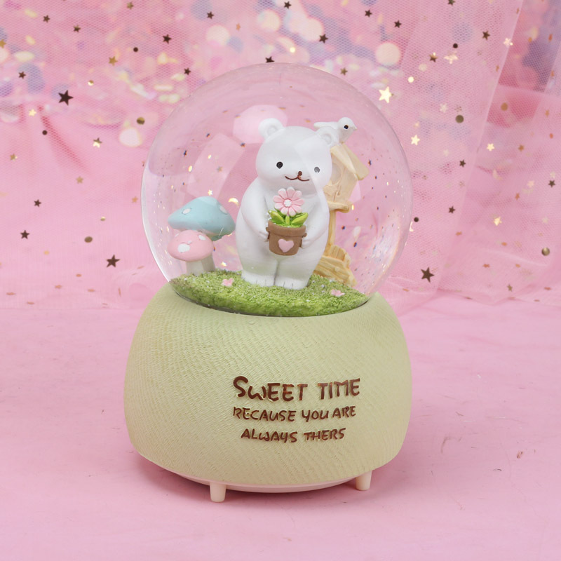 Fresh Animal Cartoon Snow Crystal Ball Music Creative Decoration Wedding Crystal Animal