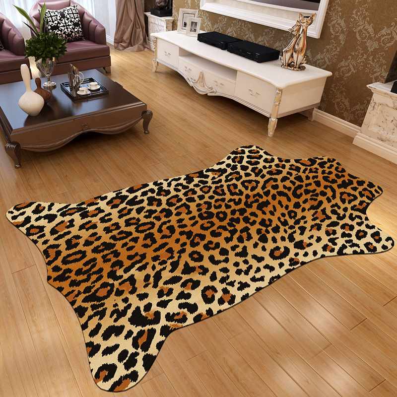 Faux Fur Carpet Floor Mat Simulation Animal Skin Crystal Velvet Printed Carpet Living Room Bedroom Bedside Mats Door Mat