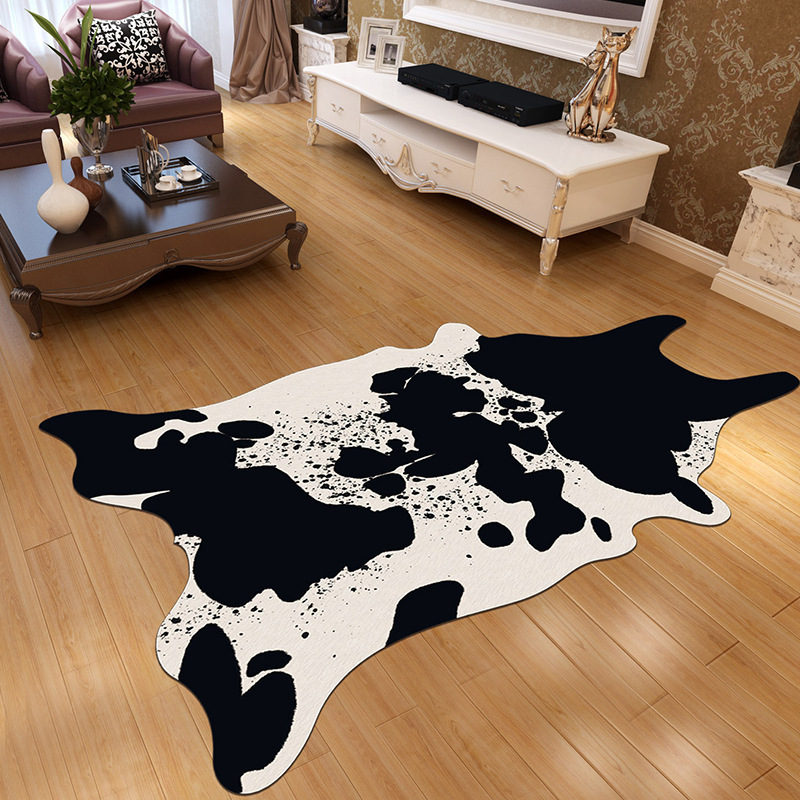 Faux Fur Carpet Floor Mat Simulation Animal Skin Crystal Velvet Printed Carpet Living Room Bedroom Bedside Mats Door Mat