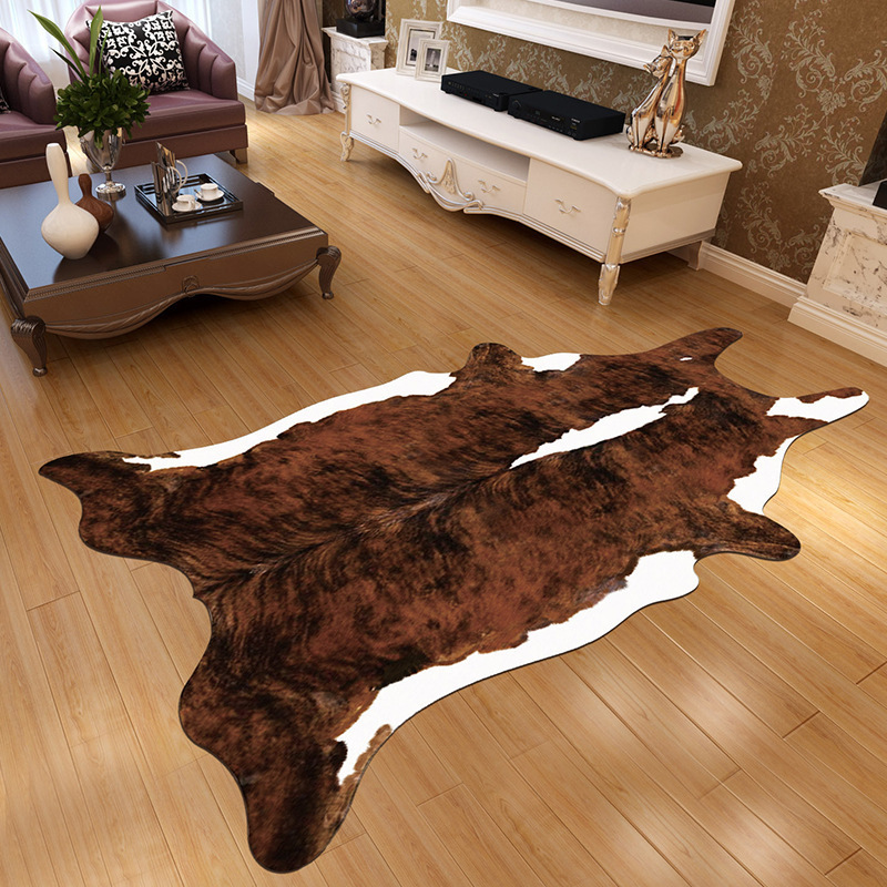 Faux Fur Carpet Floor Mat Simulation Animal Skin Crystal Velvet Printed Carpet Living Room Bedroom Bedside Mats Door Mat