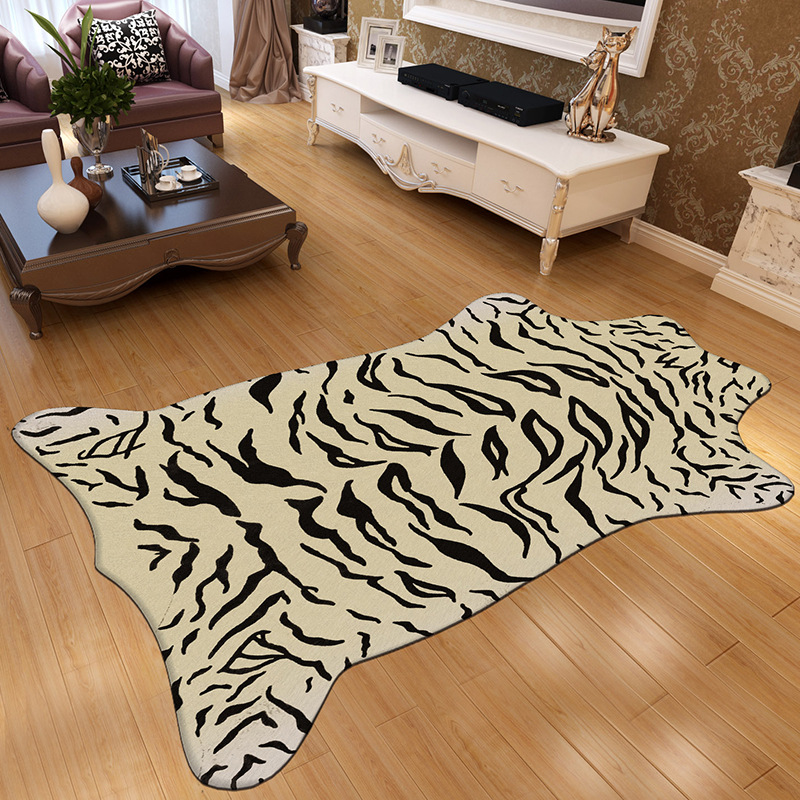 Faux Fur Carpet Floor Mat Simulation Animal Skin Crystal Velvet Printed Carpet Living Room Bedroom Bedside Mats Door Mat