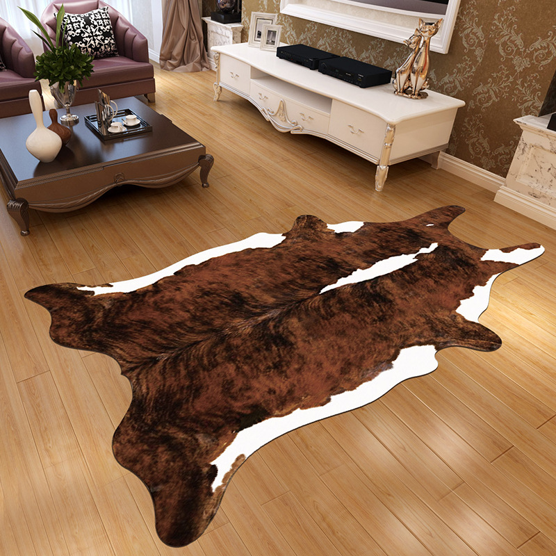 Faux Fur Carpet Floor Mat Simulation Animal Skin Crystal Velvet Printed Carpet Living Room Bedroom Bedside Mats Door Mat