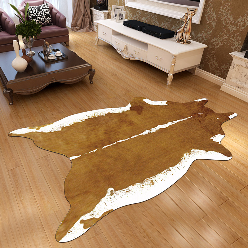 Faux Fur Carpet Floor Mat Simulation Animal Skin Crystal Velvet Printed Carpet Living Room Bedroom Bedside Mats Door Mat