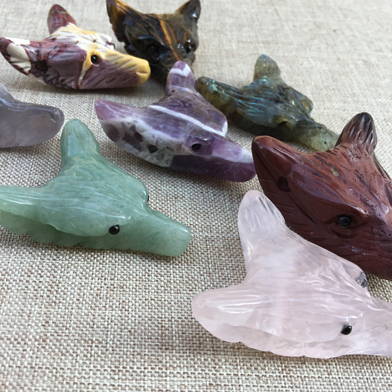 Natural Crystal Stone Wolf Head Pendant Necklace Pendant DIY Ornament Crystal Animal Natural Crystal Stone Wolf Head Pendant Necklace Pendant DIY Ornament Crystal Animal