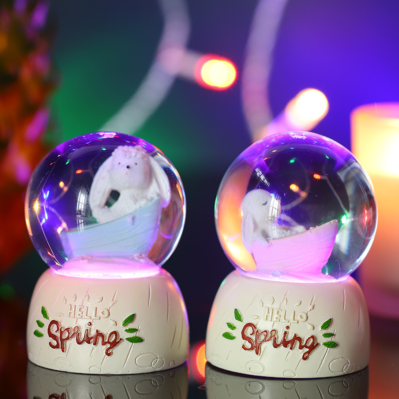 FHH New Creative Cartoon Animal Cute Bunny Crystal Ball Student Couple Crystal Animal