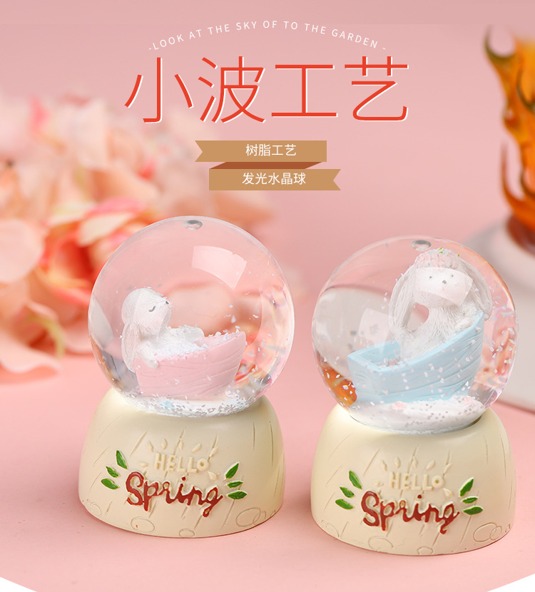 FHH New Creative Cartoon Animal Cute Bunny Crystal Ball Student Couple Crystal Animal