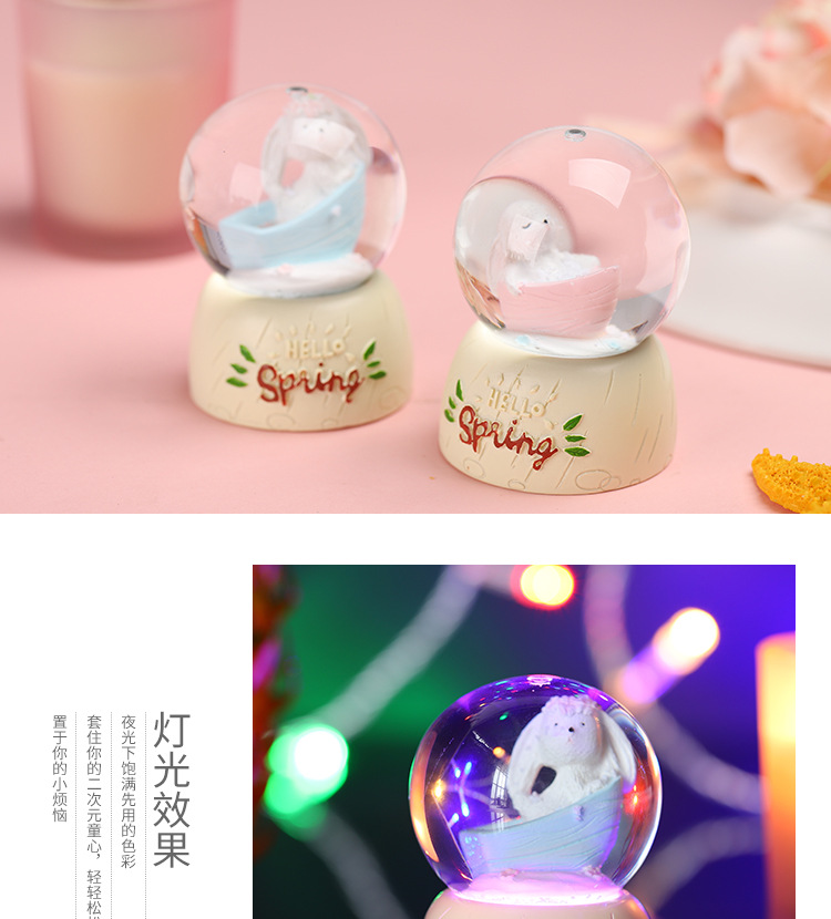 FHH New Creative Cartoon Animal Cute Bunny Crystal Ball Student Couple Crystal Animal