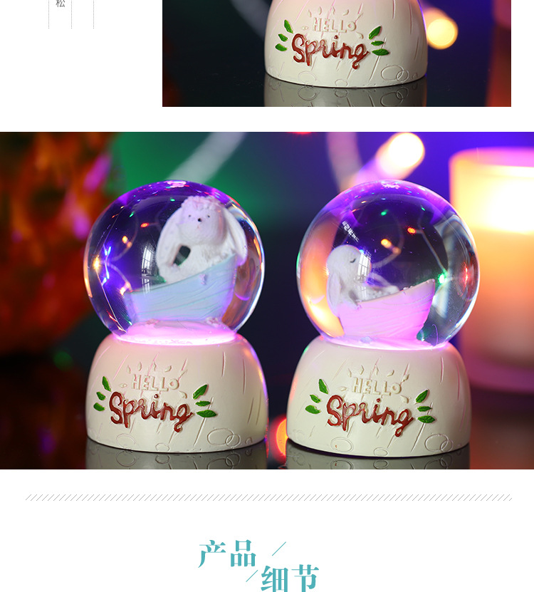 FHH New Creative Cartoon Animal Cute Bunny Crystal Ball Student Couple Crystal Animal