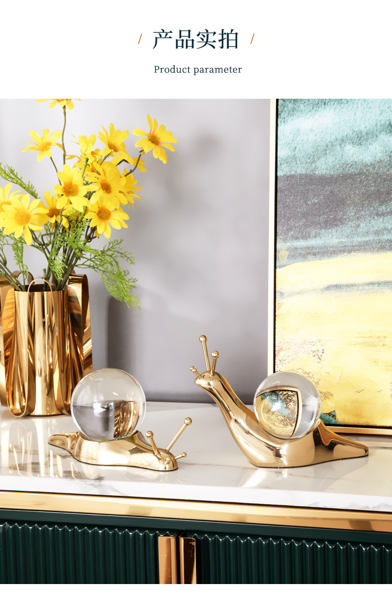 Pure Copper Snail Crystal Decoration Office Living Room Study Wine Cabinet Nordic Entry Luxury Crystal Animal Pure Copper Snail Crystal Decoration Office Living Room Study Wine Cabinet Nordic Entry Luxury Crystal Animal