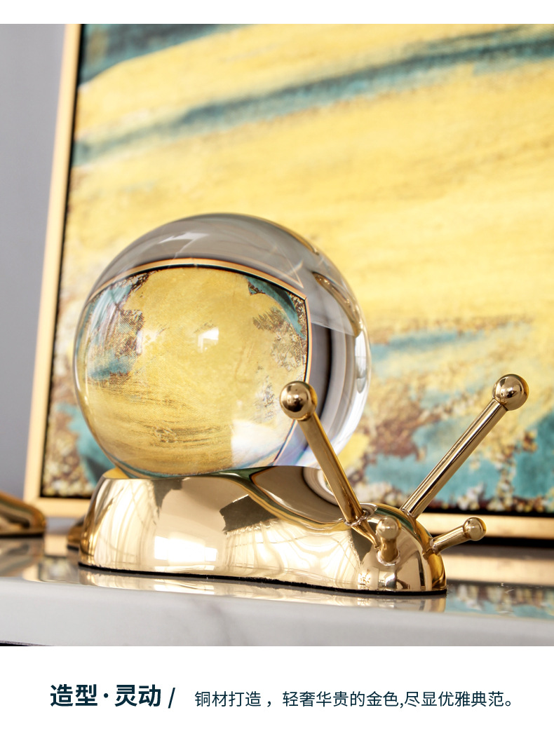 Pure Copper Snail Crystal Decoration Office Living Room Study Wine Cabinet Nordic Entry Luxury Crystal Animal Pure Copper Snail Crystal Decoration Office Living Room Study Wine Cabinet Nordic Entry Luxury Crystal Animal
