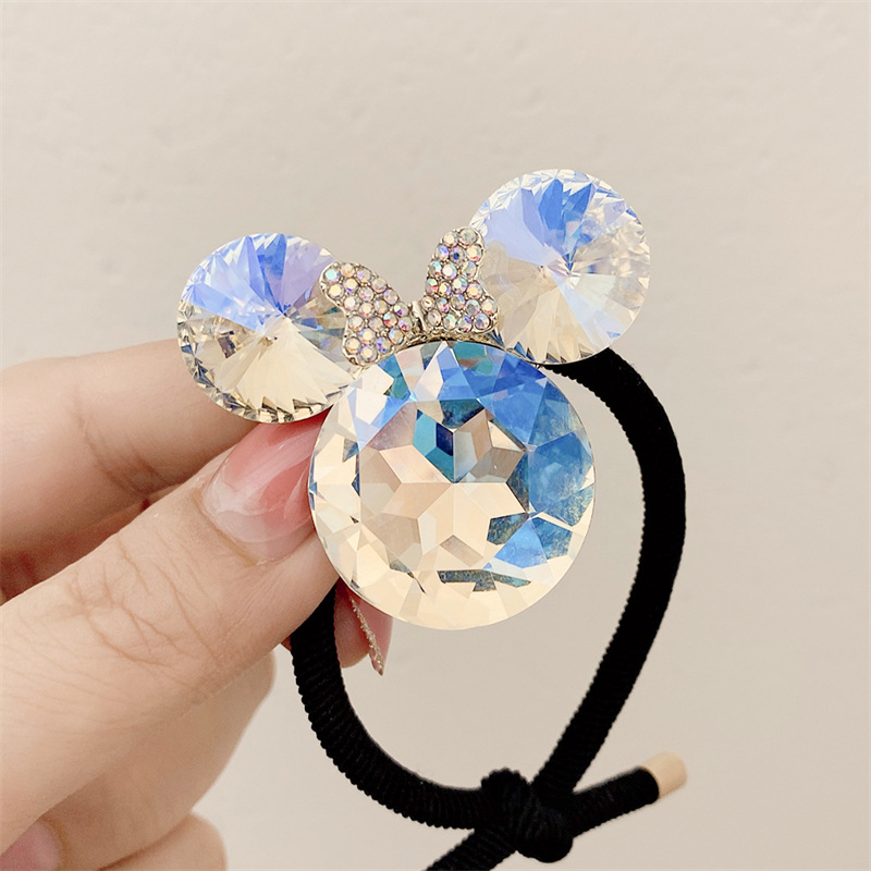 New Crystal Rhinestone Animal Cute Hair Rope Ins Temperament Head Rope High Elastic Black Rubber Band Headdress