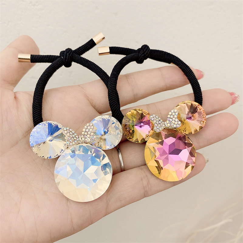 New Crystal Rhinestone Animal Cute Hair Rope Ins Temperament Head Rope High Elastic Black Rubber Band Headdress