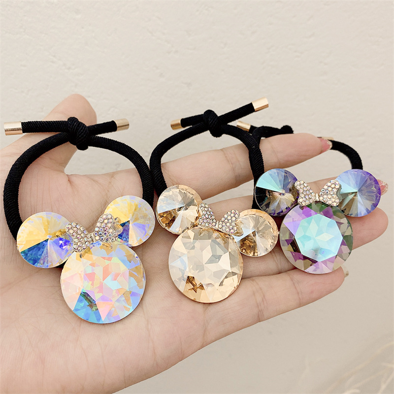 New Crystal Rhinestone Animal Cute Hair Rope Ins Temperament Head Rope High Elastic Black Rubber Band Headdress